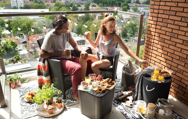 Conjunto terraza Iowa Balcony marron